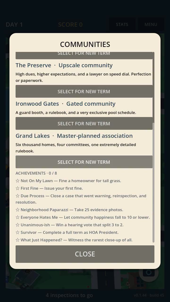 Community selection and neighborhood view