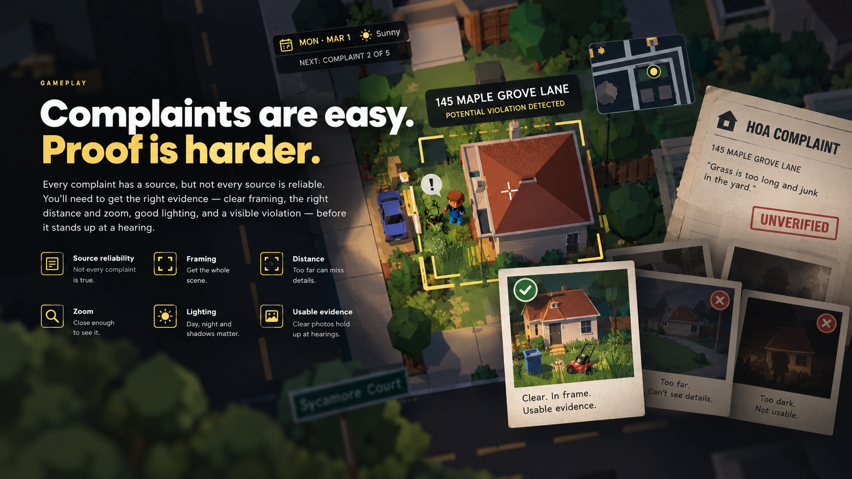 Complaint reports layered over neighborhood evidence