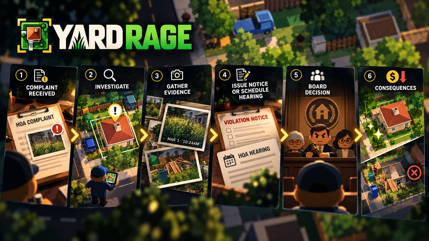 Yard Rage gameplay workflow