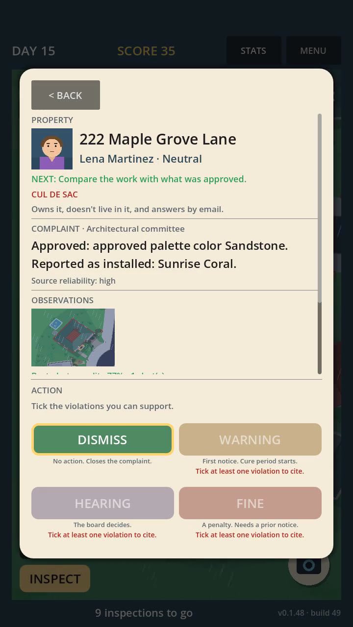Architectural approval follow-up case